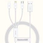 3 az 1-ben USB- töltőkábel Baseus 1,5m, fehér