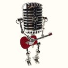 Piros gitáros mikrofon lámpa, ezüst
